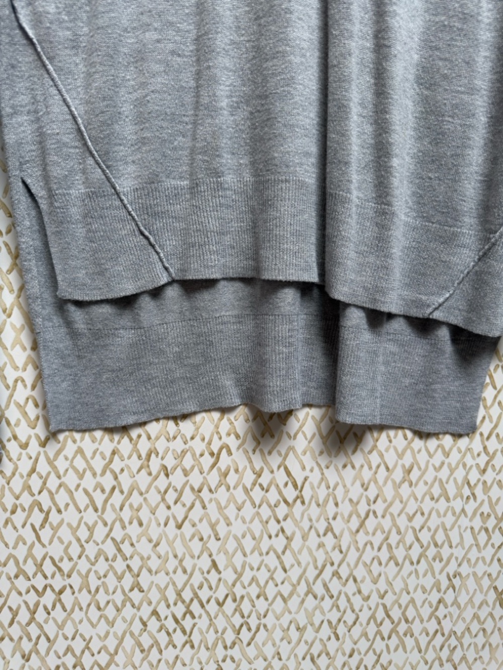 Zara Knit Sweater Heather Gray Minimalist High Low Hem Pullover Size M - Picture 9 of 12